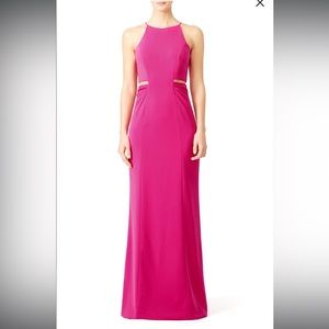 Badgley Mischka Collection Womens Keena Cut Out Gown pink Sz 0 $595 Retail